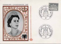 (1955) Commemorative card Queen Elizabeth, visit to Germany, 1965